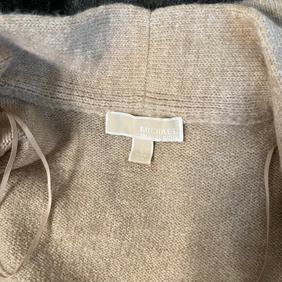 Michael Kors Classic Color Block Open Cardigan in Tan and Gray Size Large - Picture 5 of 6